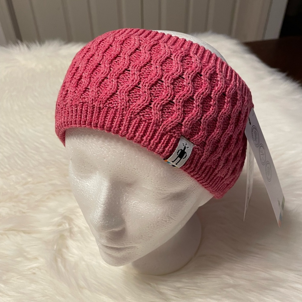Smartwool, Headband, Fleece-lined, Pink, Merino Wool, Cable Knit, Stretch, NWT